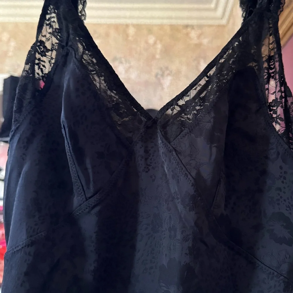 FREE PEOPLE TELL ME WHY MIDI SLIP DRESS BLACK SATIN LARGE